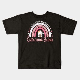 Just a Girl Who Loves Cats and Boba Kids T-Shirt